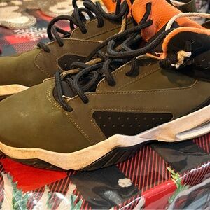 Jordan's Olive and Orange Sneakers